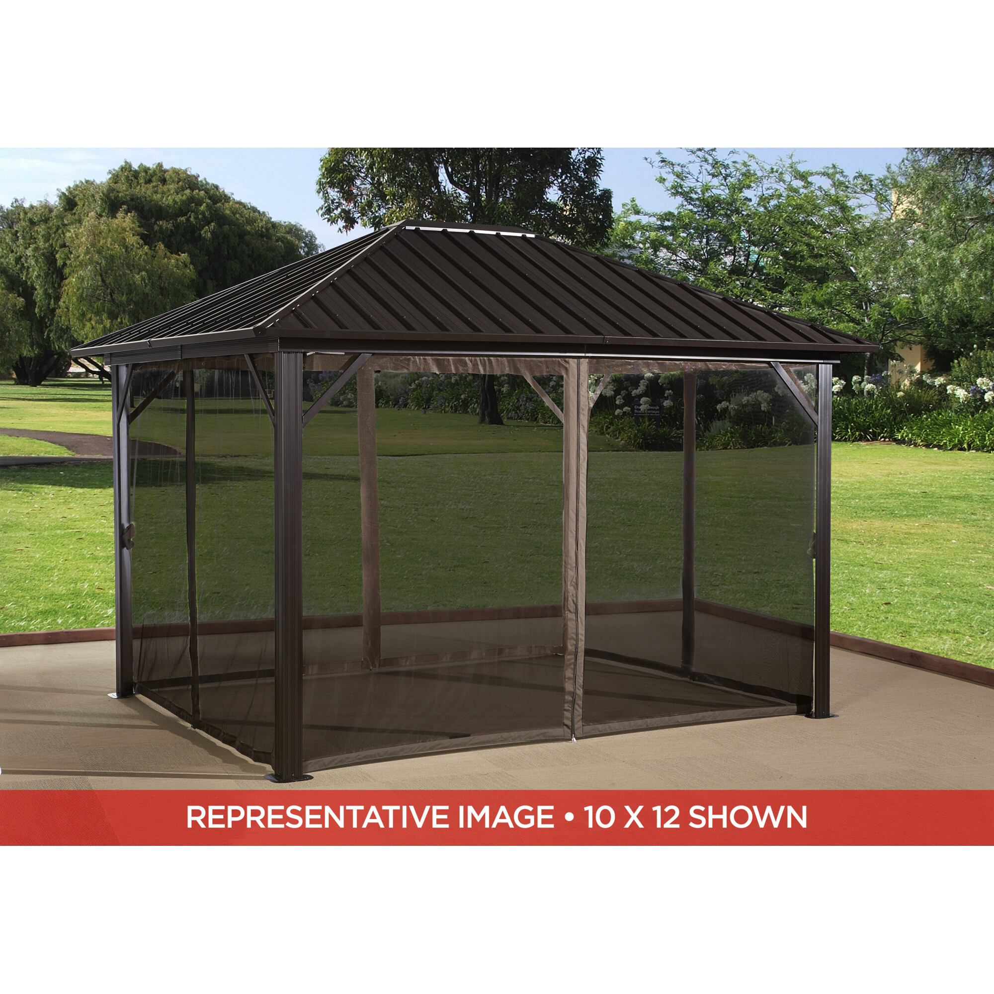 Sojag Genova II Gazebo - 12ft. x 12ft., Galvanized Steel Roof, Powder-Coated Aluminum Frame, Brown, Model# 500-9165050